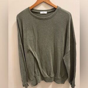 TALULAH Olive Green Ribbed Sweater